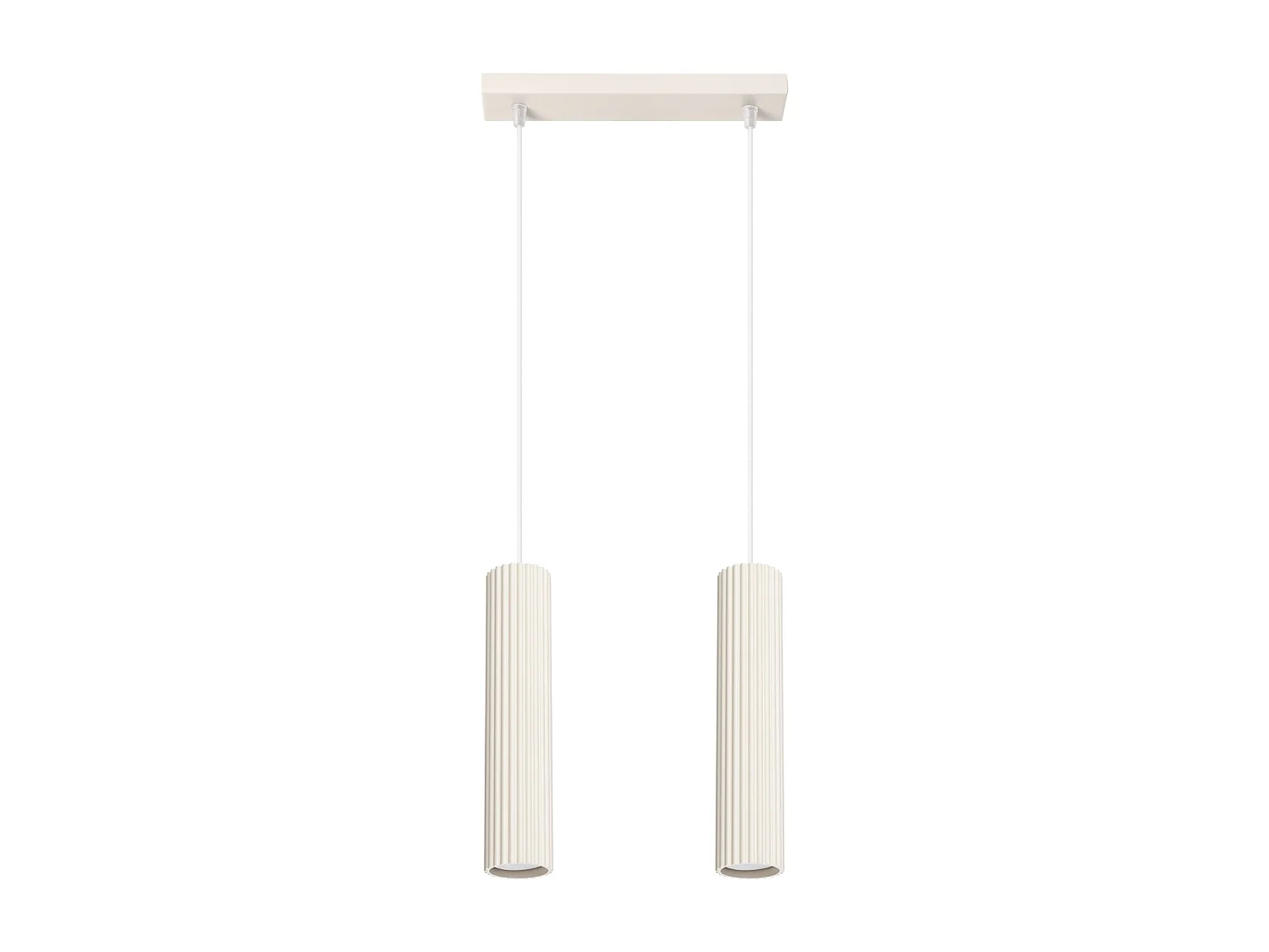 Lampe À Suspension Karbon Minimaliste En Aluminium - 2 Sources Lumineuses - L.30 X H.90 Cm - Beige