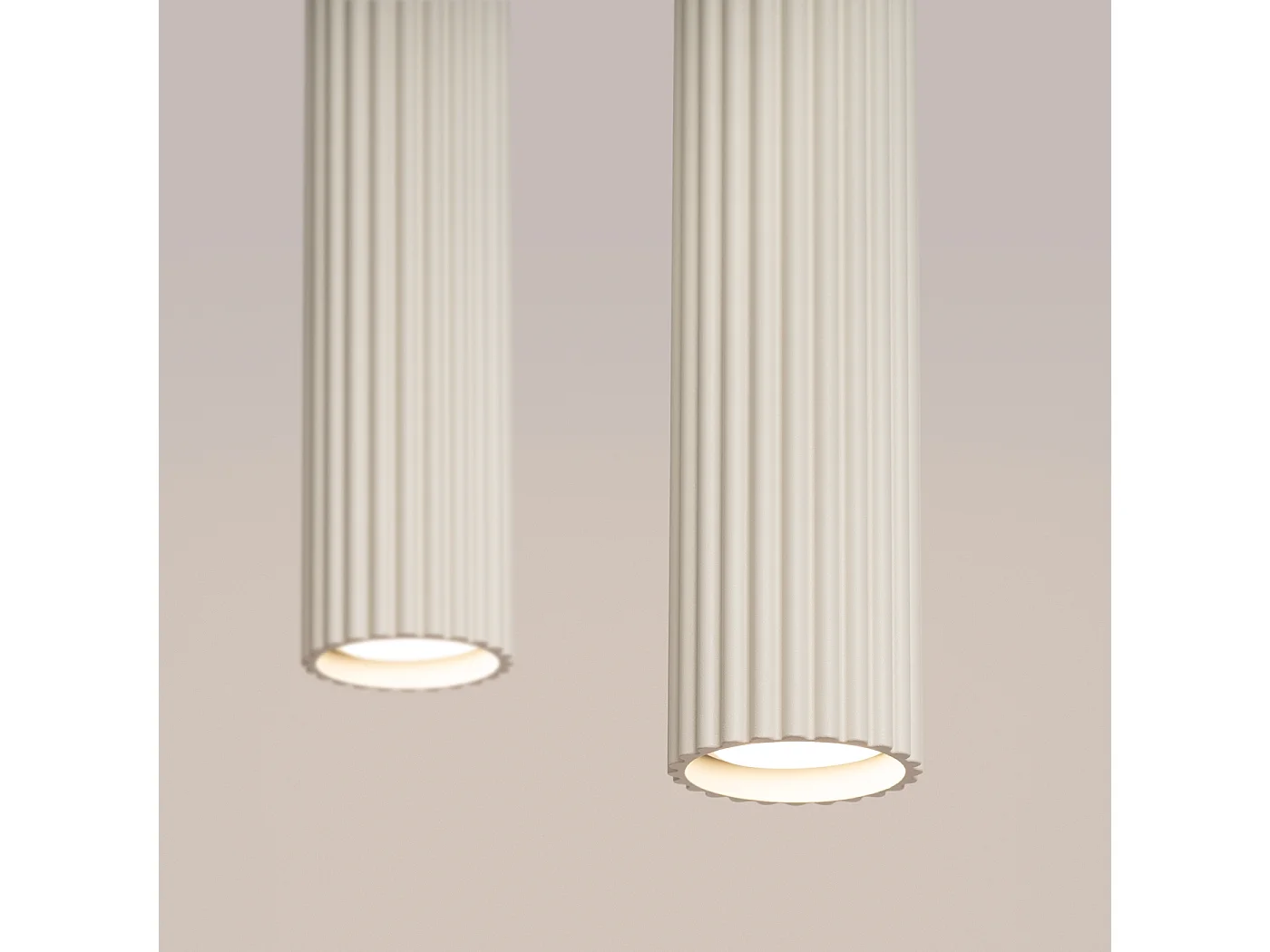 Lampe À Suspension Karbon Minimaliste En Aluminium - 2 Sources Lumineuses - L.30 X H.90 Cm - Beige