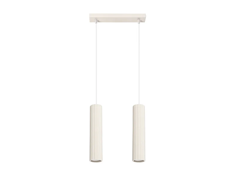 Lampe À Suspension Karbon Minimaliste En Aluminium - 2 Sources Lumineuses - L.30 X H.90 Cm - Beige