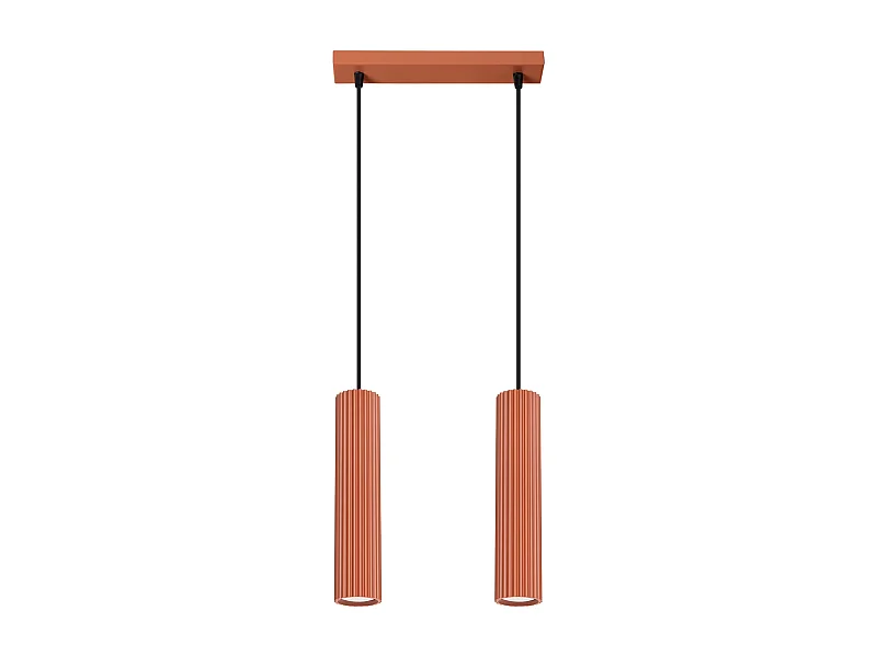Luminária Pendente Karbon Minimalista, Alumínio - 2 Lichtbronnen - L.30 X H.90 Cm - Ocre Vermelho