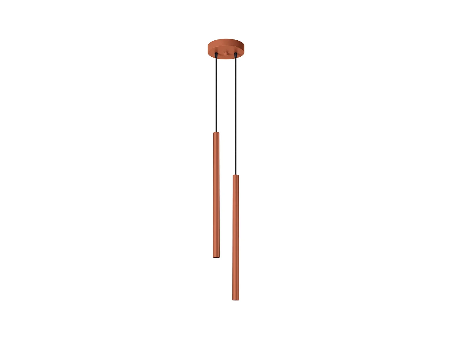Lampe À Suspension Pastelo Moderne En Acier - 2 Sources Lumineuses - L.15 X H.104 Cm - Ocre Rouge