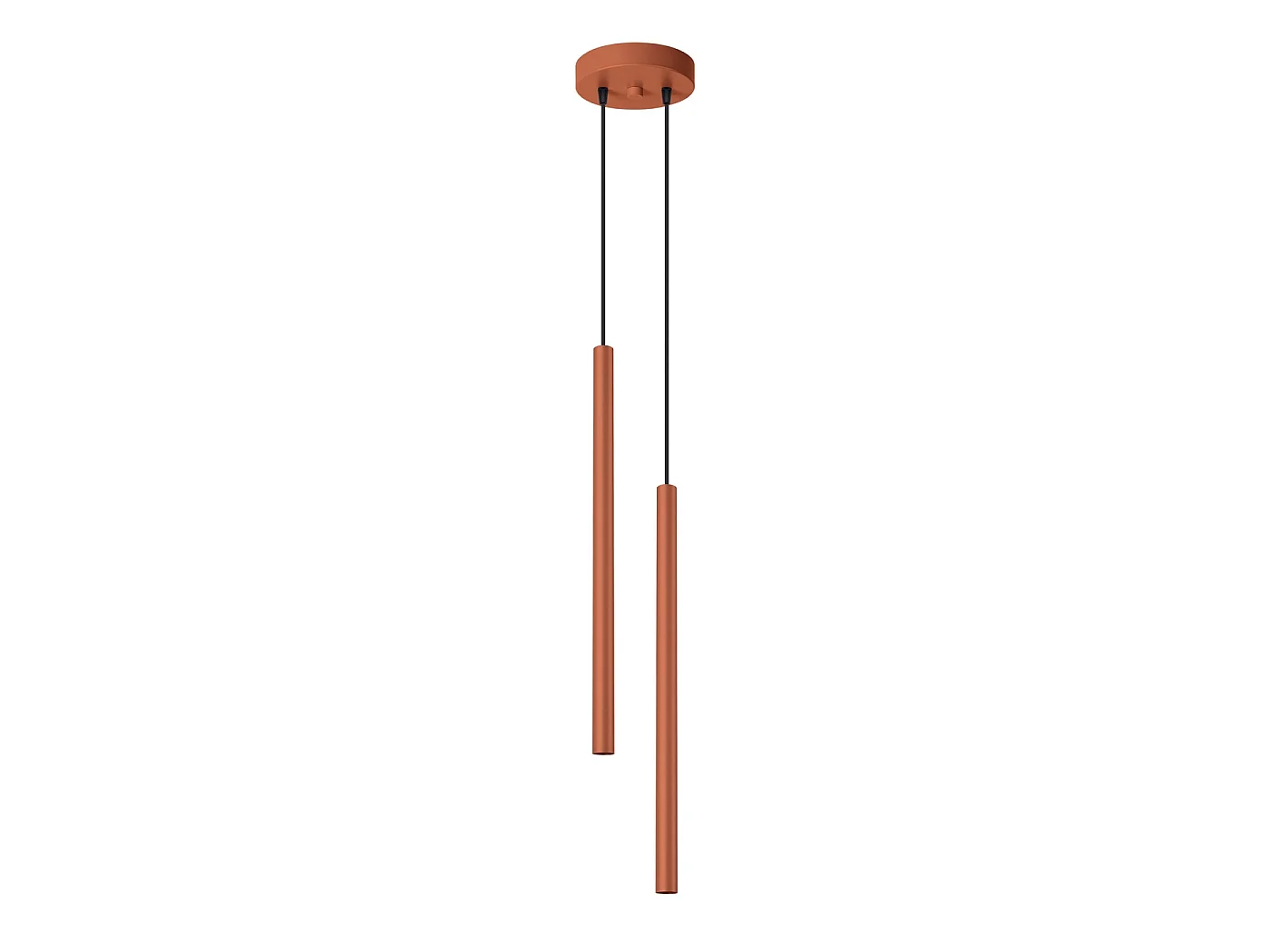Lampe À Suspension Pastelo Moderne En Acier - 2 Sources Lumineuses - L.15 X H.104 Cm - Ocre Rouge