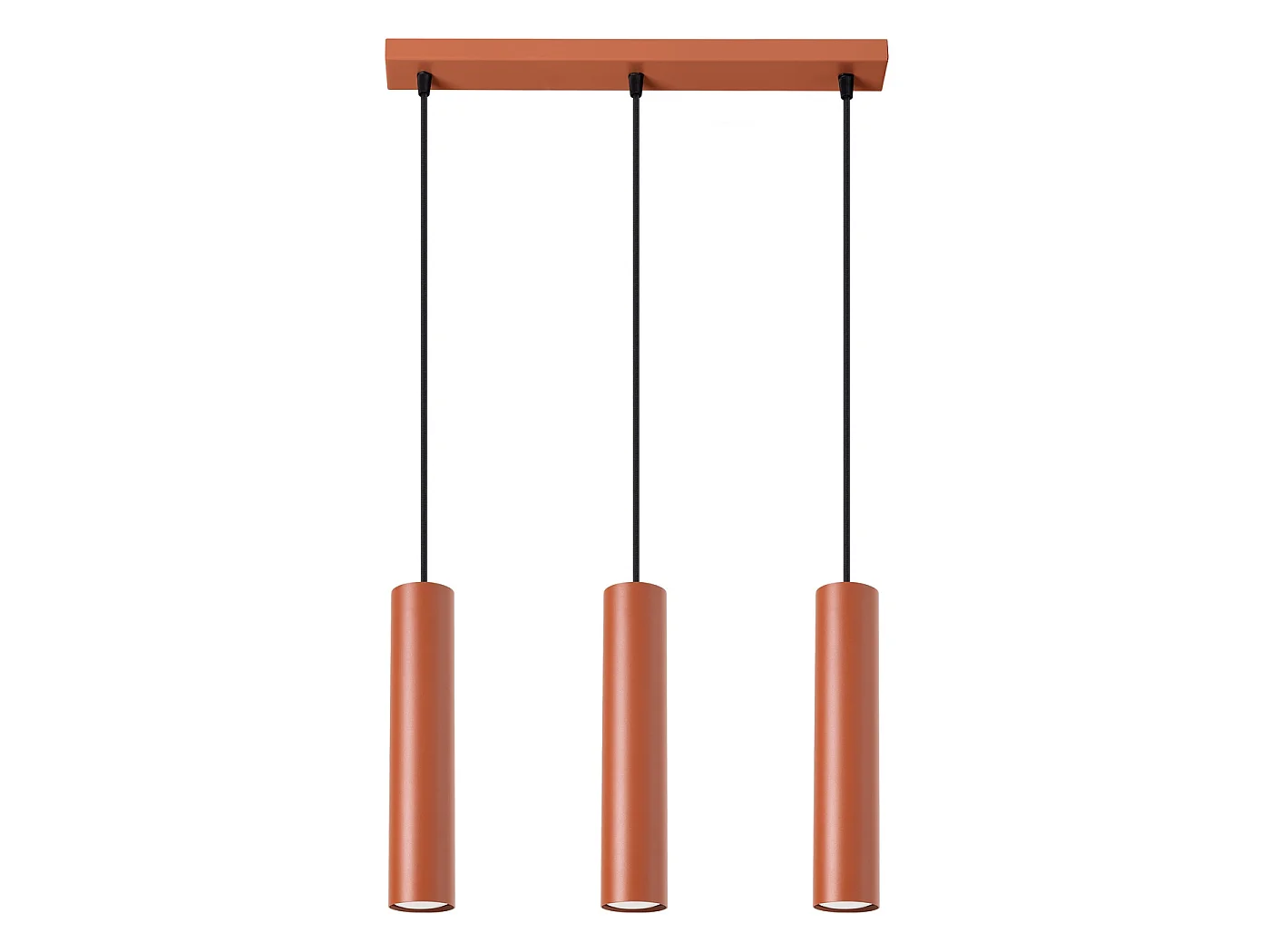 Lampe À Suspension Lagos Grenier En Acier - 3 Sources Lumineuses - L.45 X H.98 Cm - Ocre Rouge