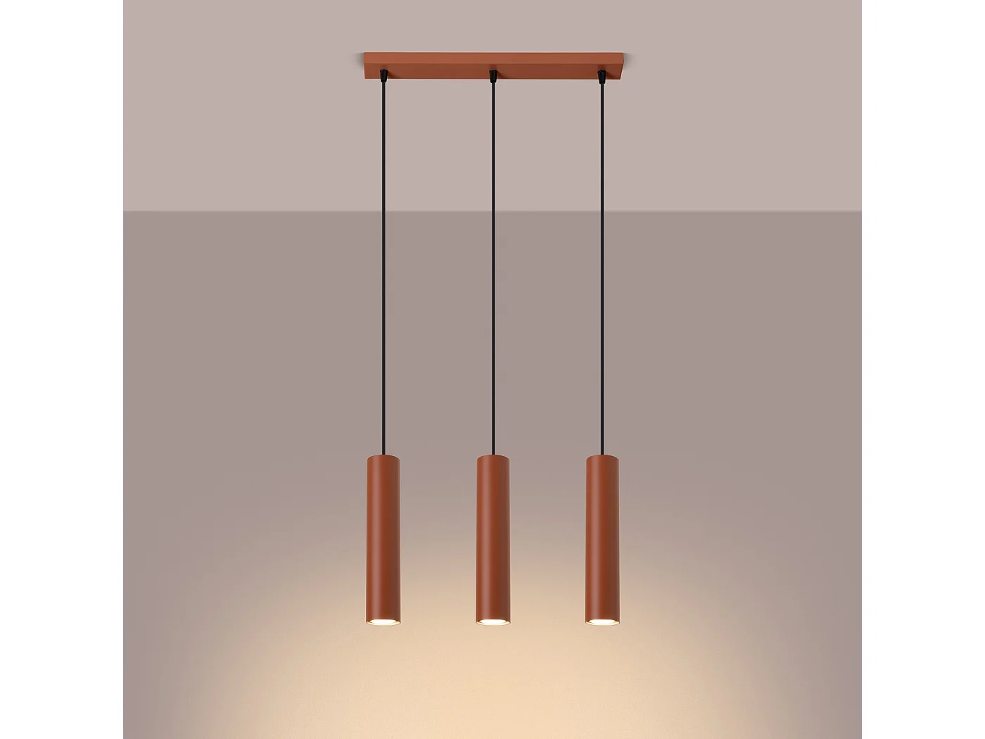 Lampe À Suspension Lagos Grenier En Acier - 3 Sources Lumineuses - L.45 X H.98 Cm - Ocre Rouge