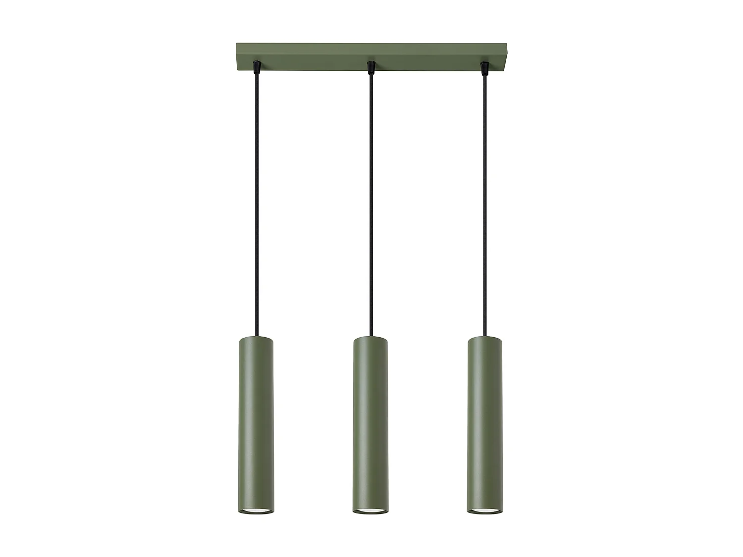 Lampada A Sospensione Lagos Soppalco Di Acciaio - 3 Sorgenti Luminose - L.45 X A.98 Cm - Verde Oliva