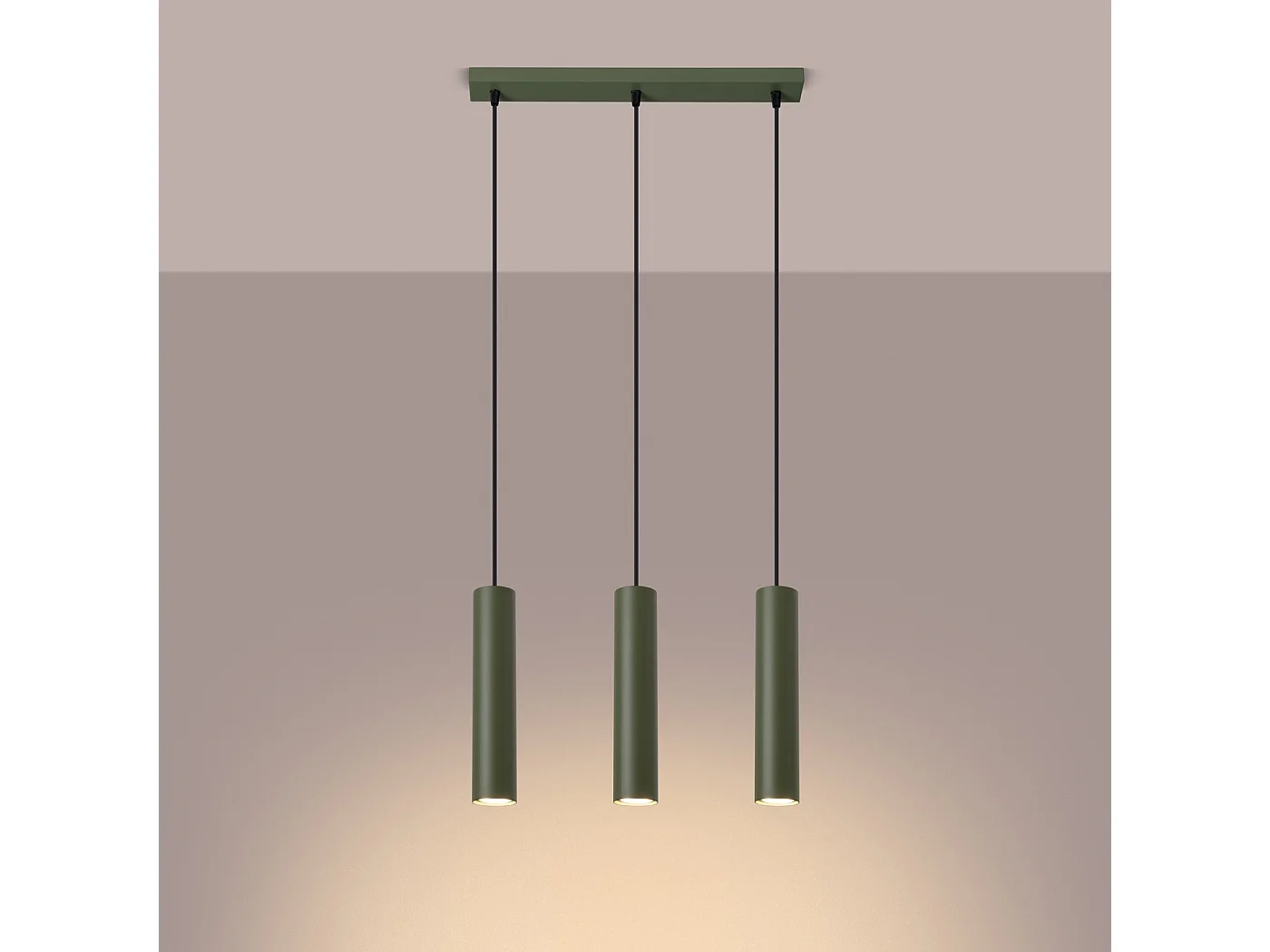 Lampe À Suspension Lagos Grenier En Acier - 3 Sources Lumineuses - L.45 X H.98 Cm - Vert Olive