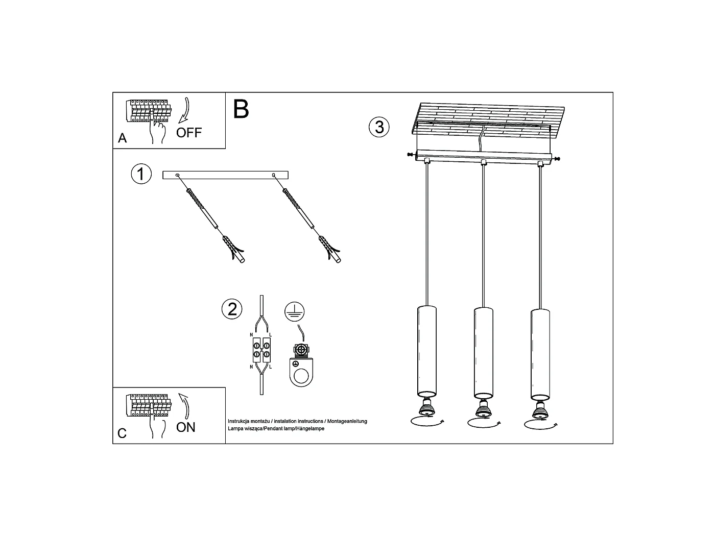 Lampe À Suspension Lagos Grenier En Acier - 3 Sources Lumineuses - L.45 X H.98 Cm - Vert Olive
