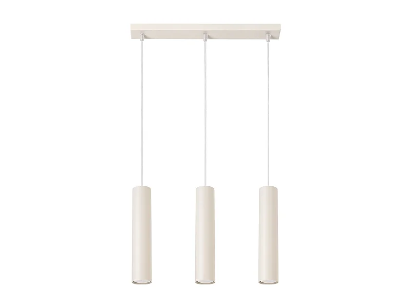 Lampada A Sospensione Lagos Soppalco Di Acciaio - 3 Sorgenti Luminose - L.45 X A.98 Cm - Beige