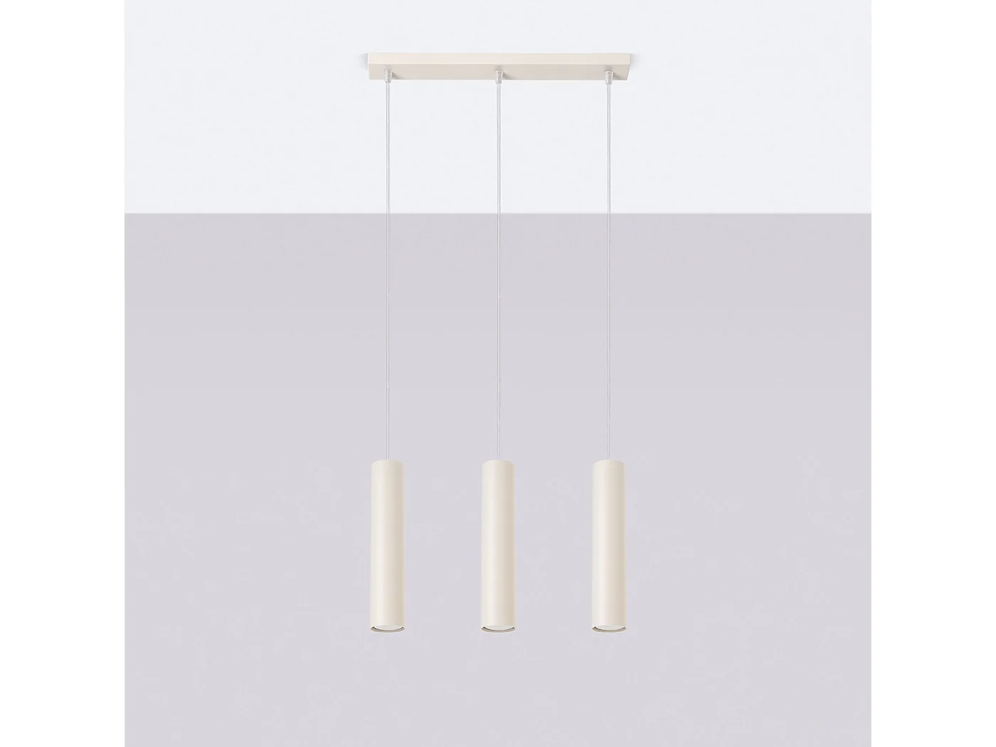 Lampe À Suspension Lagos Grenier En Acier - 3 Sources Lumineuses - L.45 X H.98 Cm - Beige