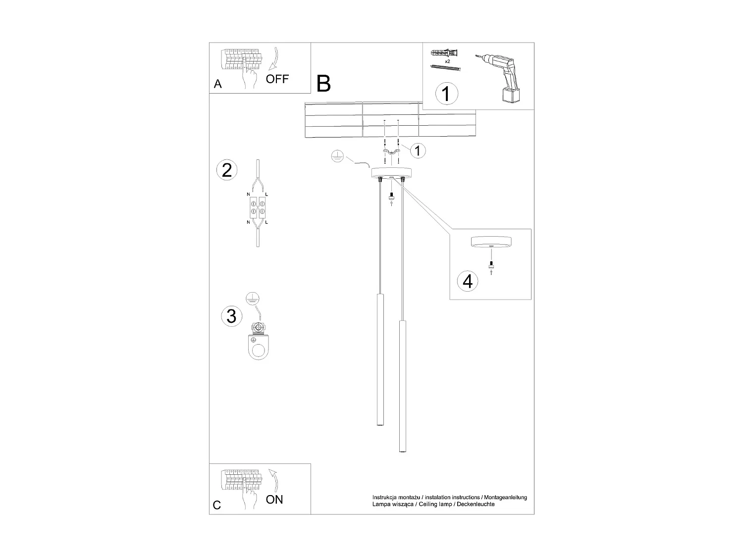 Lampa Wisząca Nowoczesny Pastelo, Stal - 2 Źródło - L.15 X H.104 Cm - Beżowy