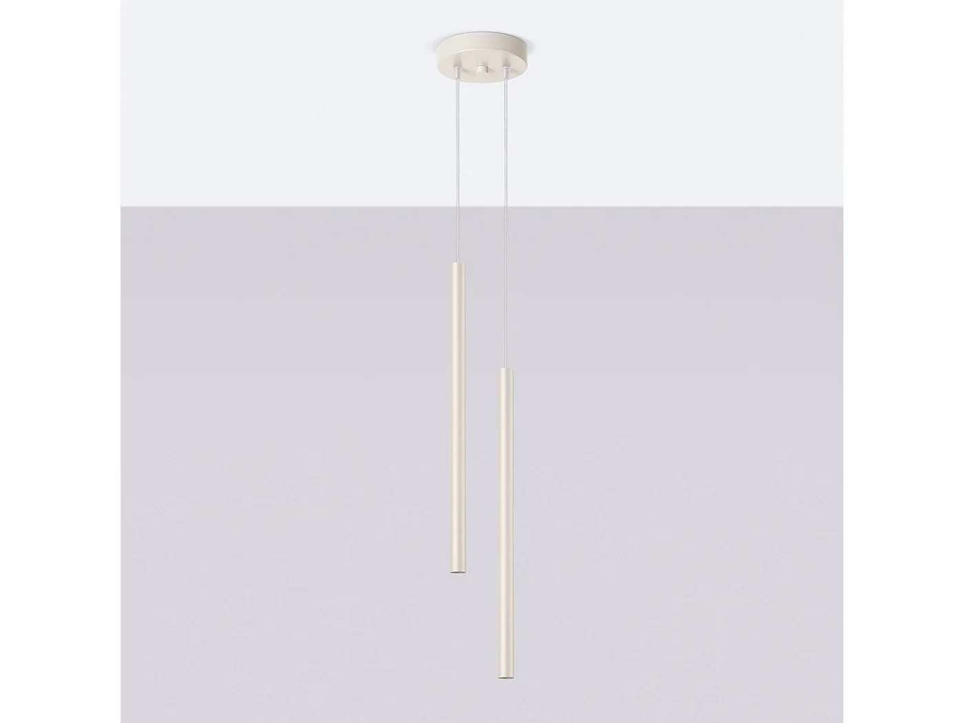 Lampe À Suspension Pastelo Moderne En Acier - 2 Sources Lumineuses - L.15 X H.104 Cm - Beige