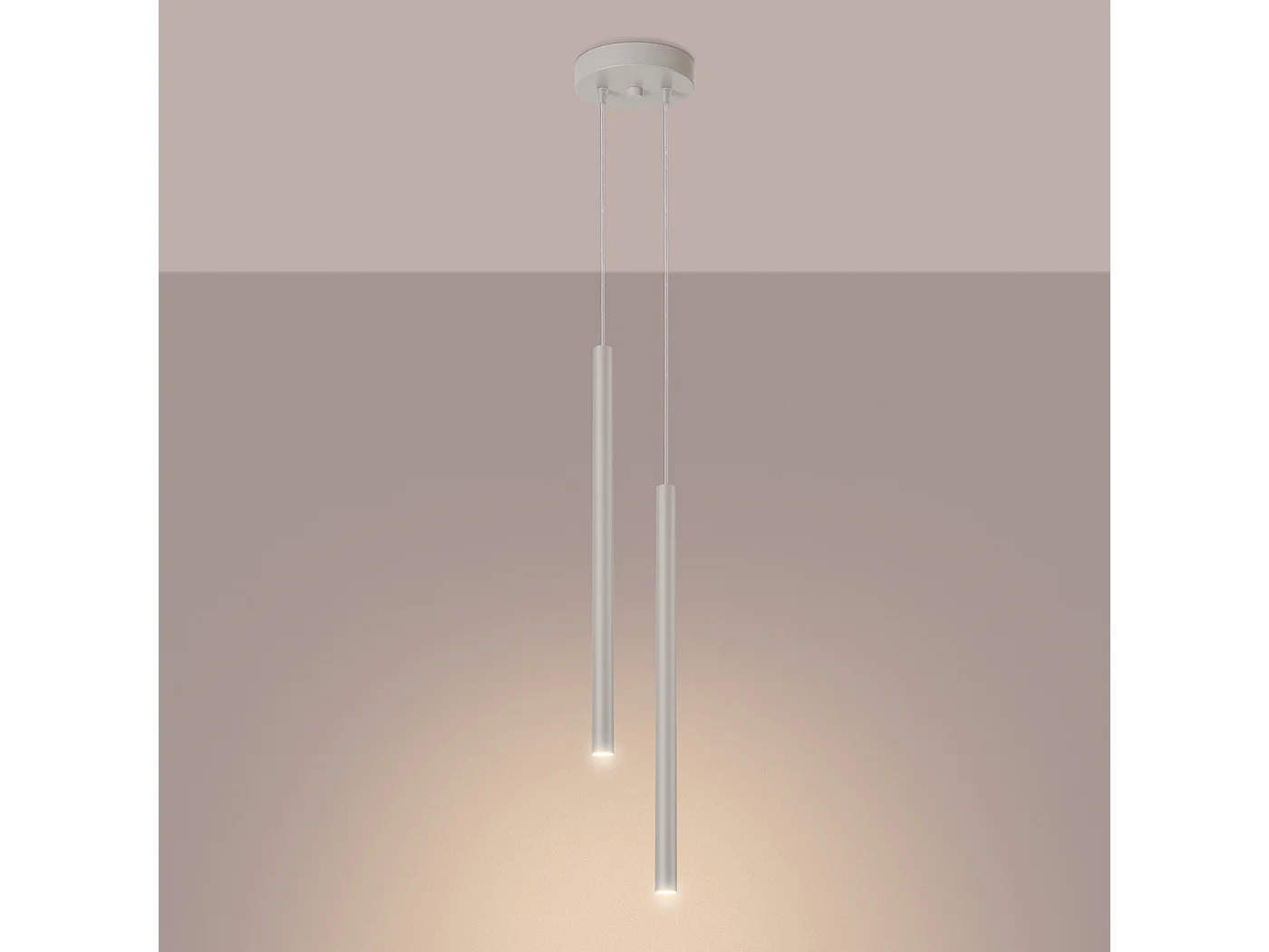 Lampe À Suspension Pastelo Moderne En Acier - 2 Sources Lumineuses - L.15 X H.104 Cm - Beige