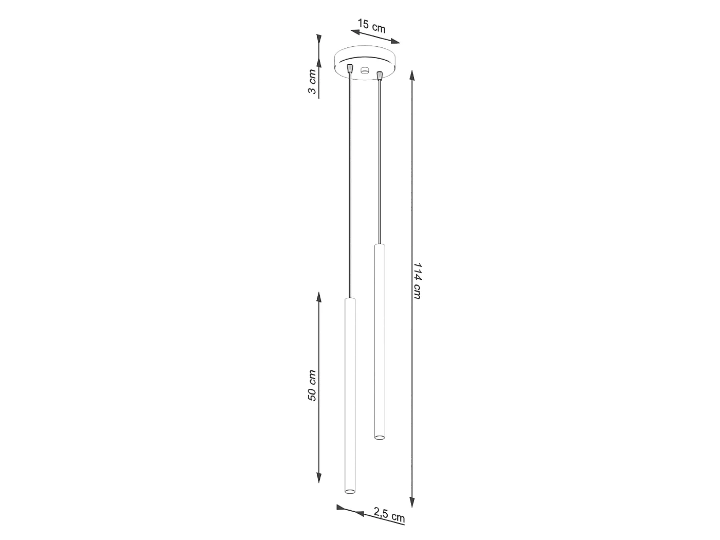 Lampe À Suspension Pastelo Moderne En Acier - 2 Sources Lumineuses - L.15 X H.104 Cm - Beige