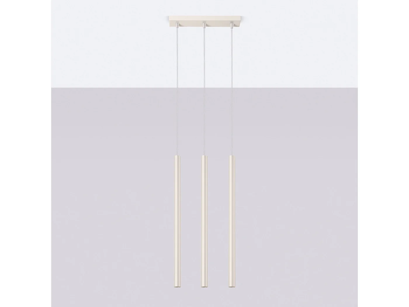 Lampe À Suspension Pastelo Moderne En Acier - 3 Sources Lumineuses - L.30 X H.94 Cm - Beige