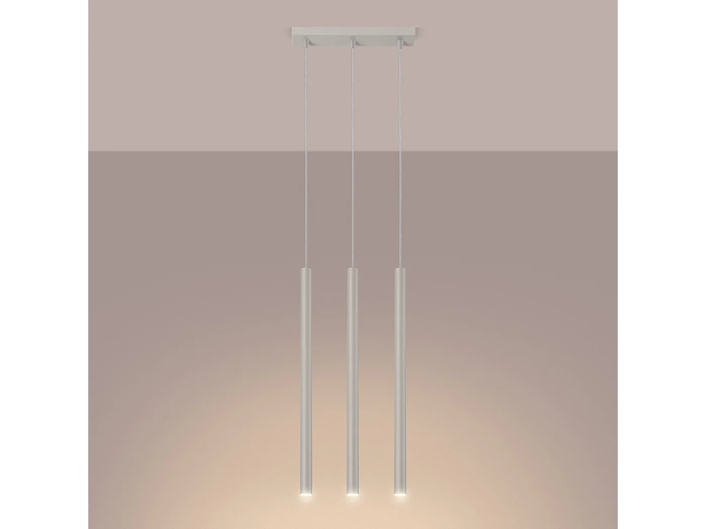 Lampe À Suspension Pastelo Moderne En Acier - 3 Sources Lumineuses - L.30 X H.94 Cm - Beige