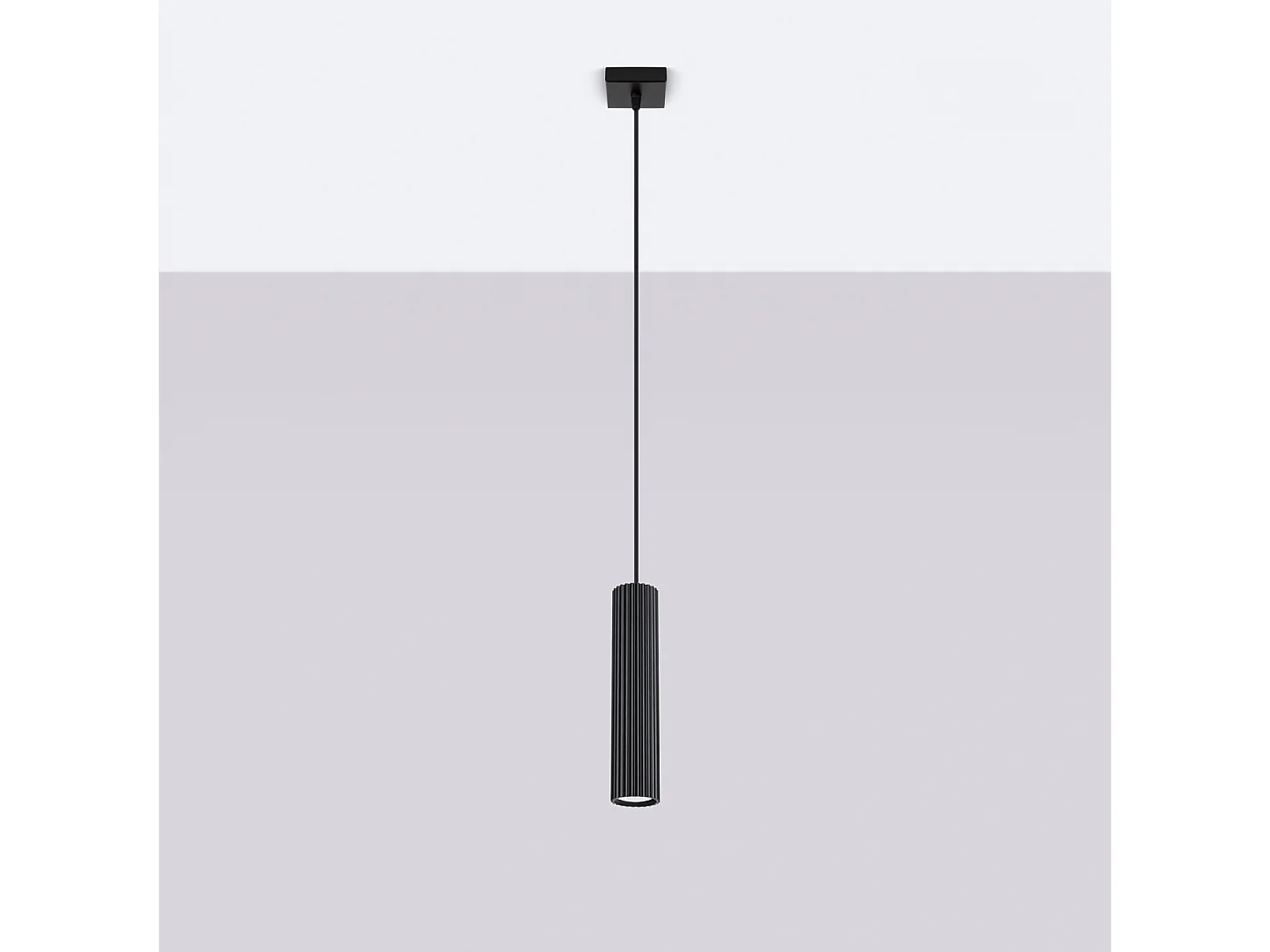 Hanglamp Karbon Minimalistisch Van  - 1 Lichtbronnen - L.8 X H.118 Cm - Zwart