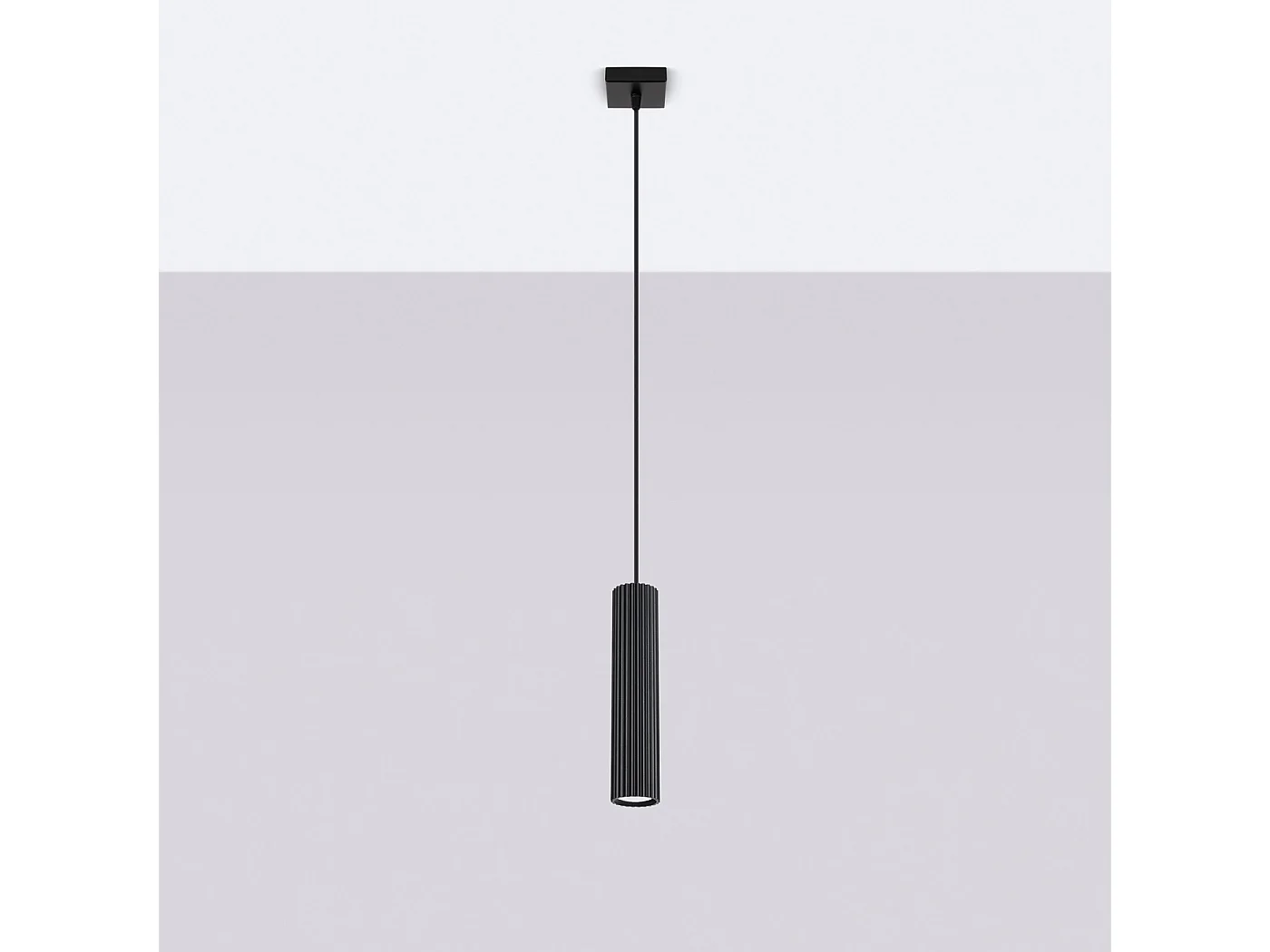 Hanglamp KARBON minimalistisch van  - 1 lichtbronnen - L.8 x H.118 cm - zwart