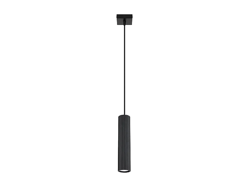Luminária Pendente Karbon Minimalista, Alumínio - 1 Lichtbronnen - L.8 X H.118 Cm - Preto
