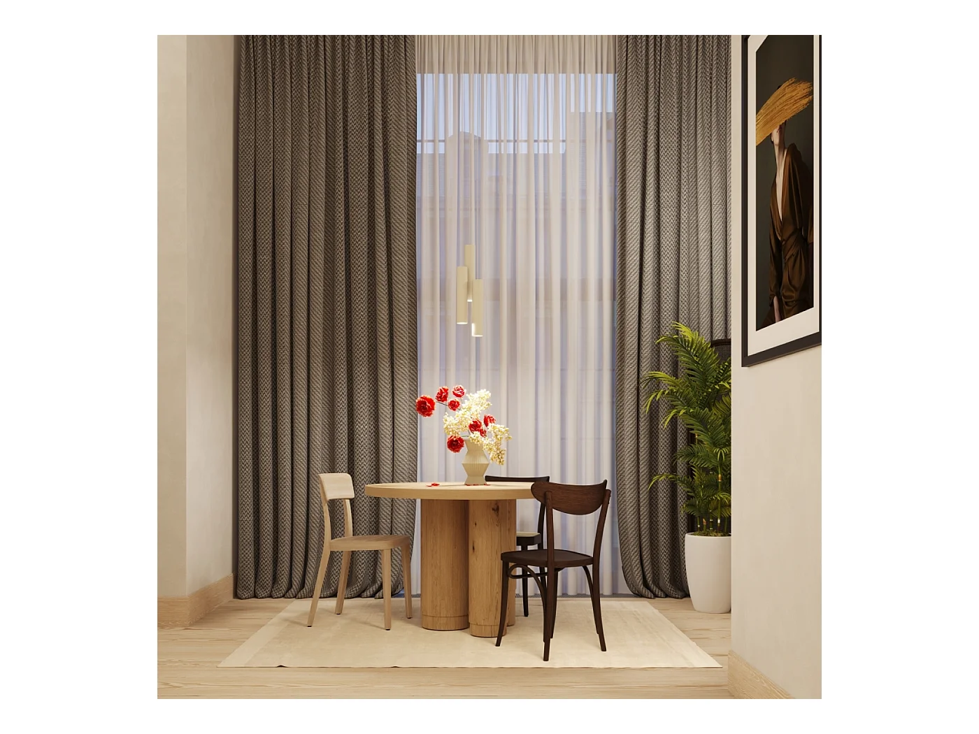 Hanglamp Lagos Zolder Van  - 2 Lichtbronnen - L.30 X H.105 Cm - Beige