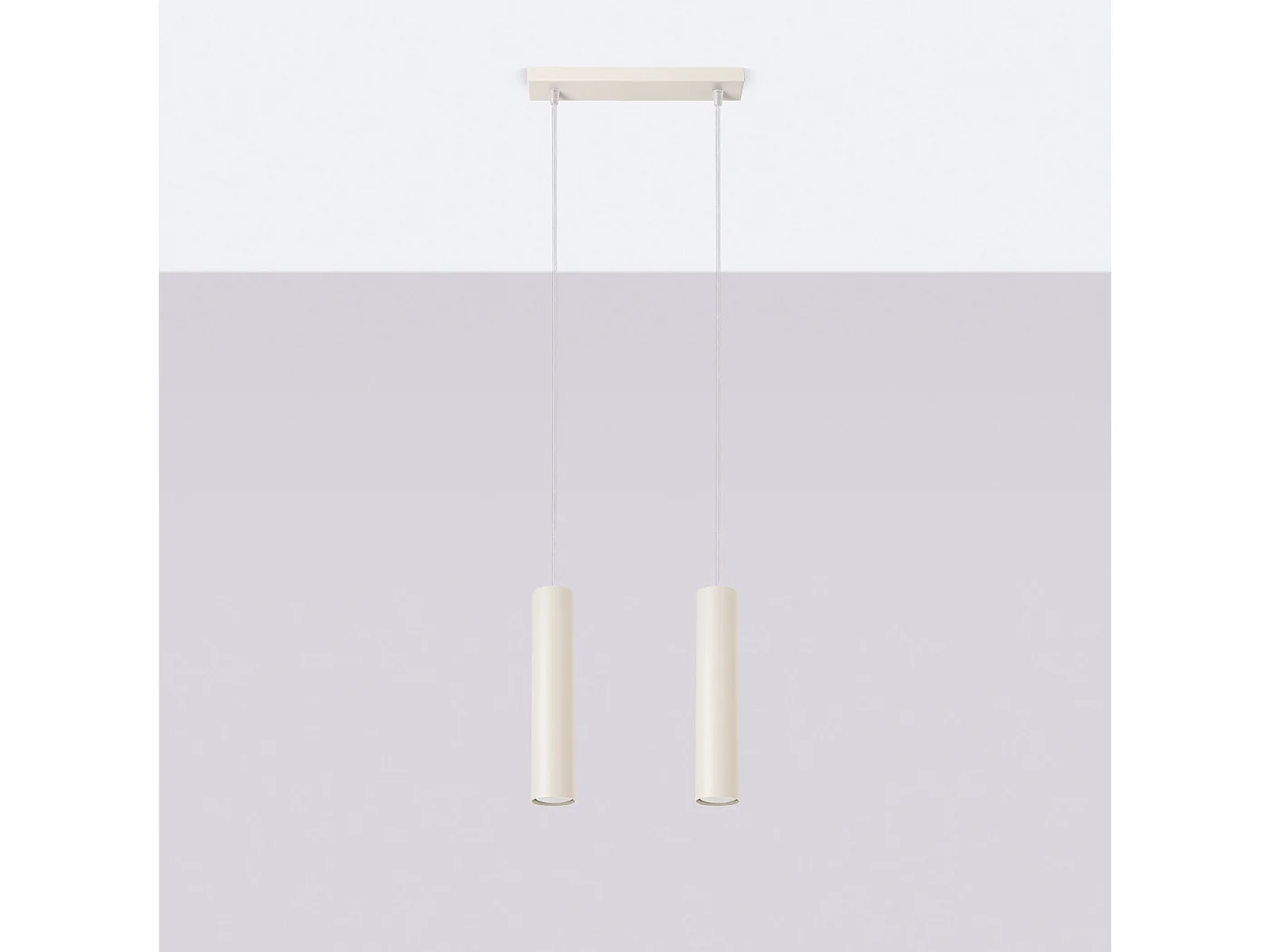 Lampe À Suspension Lagos Grenier En Acier - 2 Sources Lumineuses - L.30 X H.105 Cm - Beige