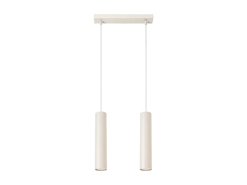 Lampe À Suspension Lagos Grenier En Acier - 2 Sources Lumineuses - L.30 X H.105 Cm - Beige