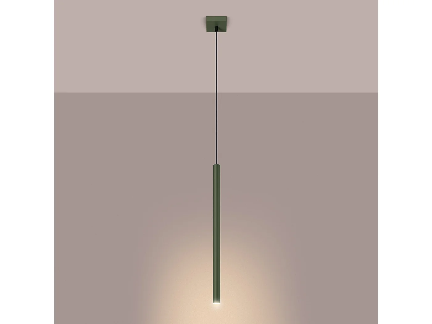 Lampe À Suspension Pastelo Moderne En Acier - 1 Sources Lumineuses - L.8 X H.114 Cm - Vert Olive