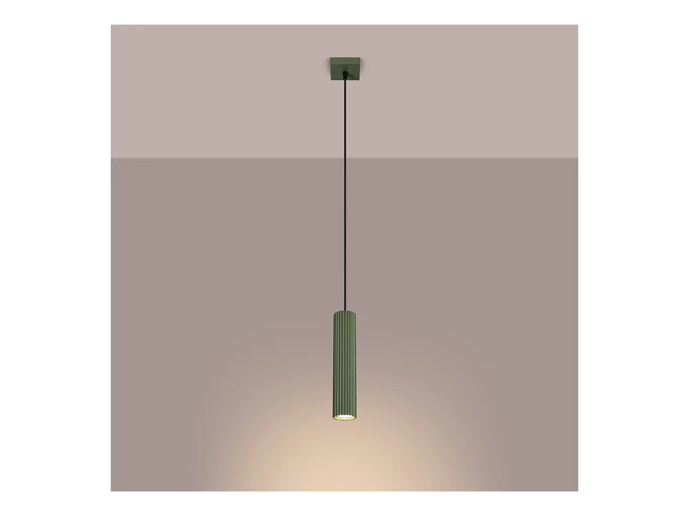 Lampe À Suspension Karbon Minimaliste En Aluminium - 1 Sources Lumineuses - L.8 X H.118 Cm - Vert Olive