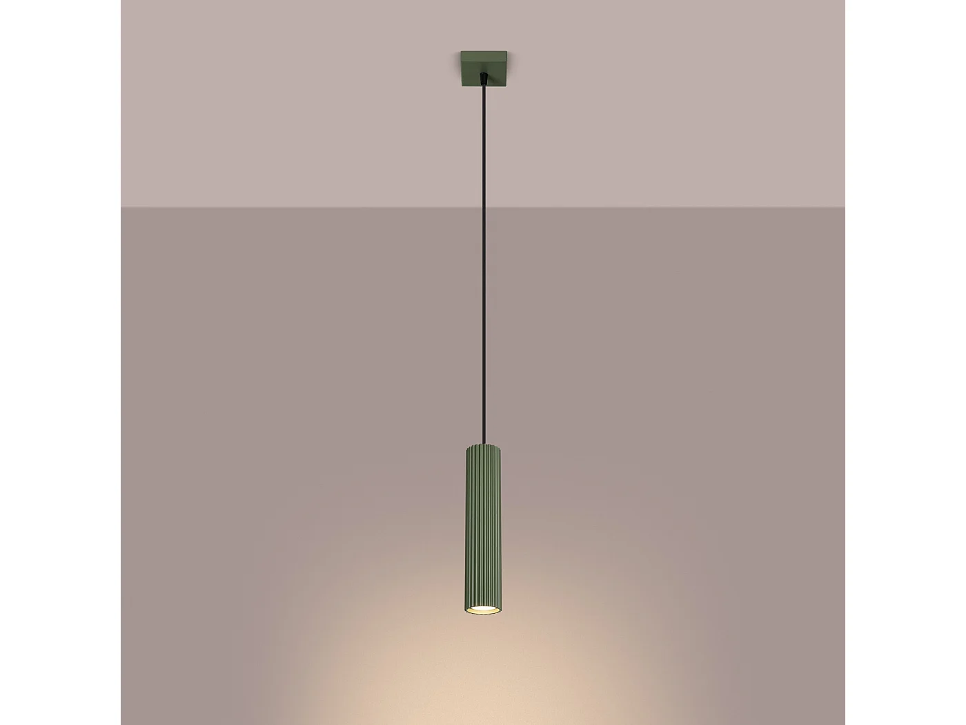 Hanglamp KARBON minimalistisch van  - 1 lichtbronnen - L.8 x H.118 cm - olijfgroen