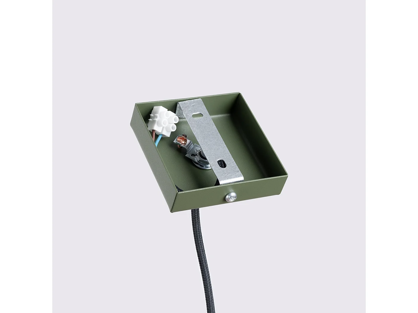 Hanglamp KARBON minimalistisch van  - 1 lichtbronnen - L.8 x H.118 cm - olijfgroen