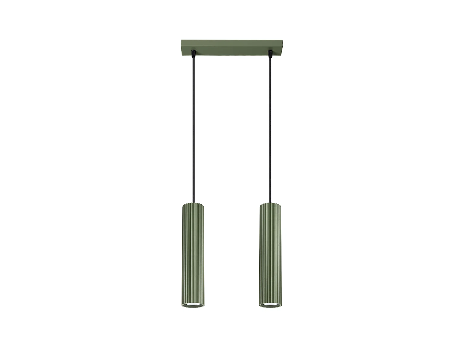 Hanglamp Karbon Minimalistisch Van  - 2 Lichtbronnen - L.30 X H.90 Cm - Olijfgroen