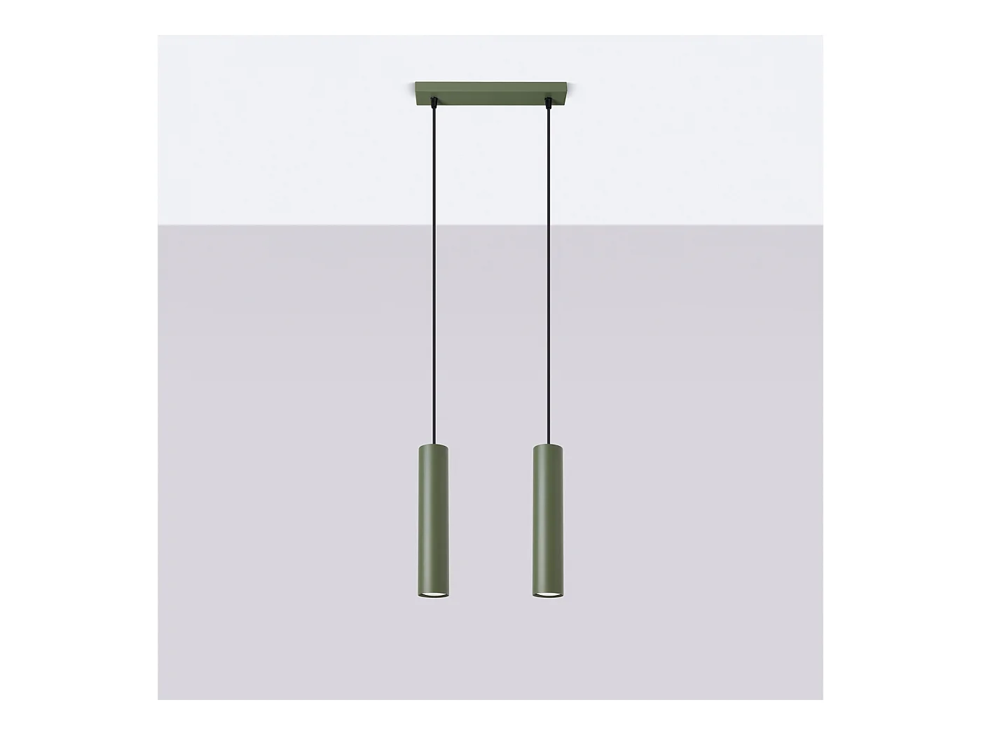 Hanglamp Lagos Zolder Van  - 2 Lichtbronnen - L.30 X H.105 Cm - Olijfgroen