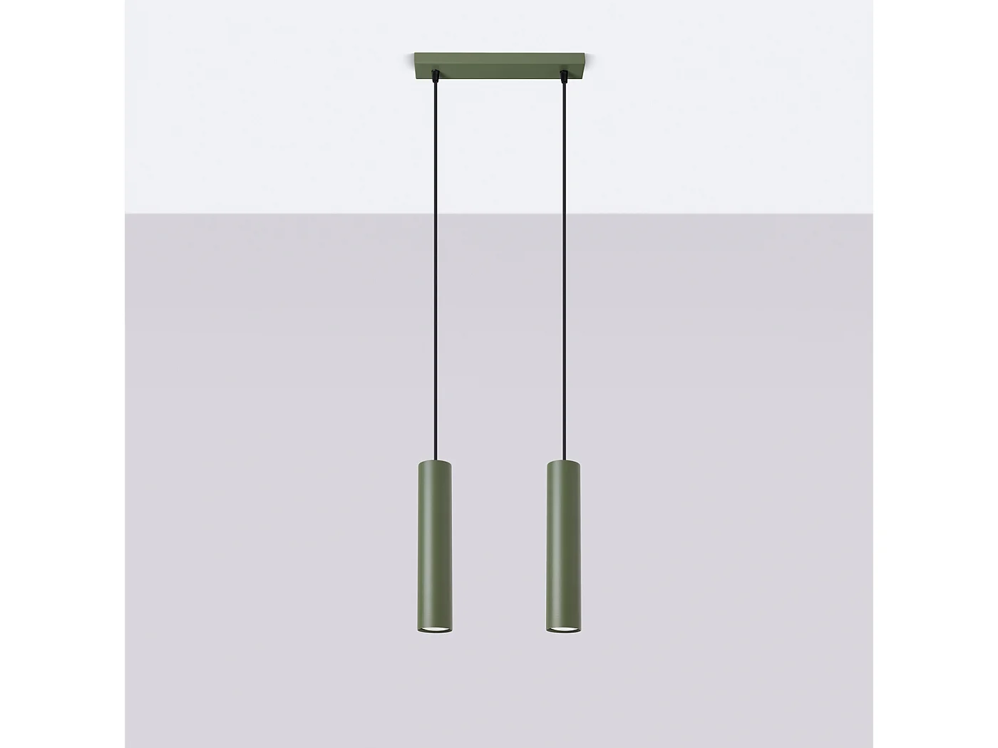 Hanglamp Lagos Zolder Van  - 2 Lichtbronnen - L.30 X H.105 Cm - Olijfgroen