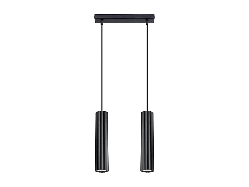 Lampe À Suspension Karbon Minimaliste En Aluminium - 2 Sources Lumineuses - L.30 X H.90 Cm - Noir