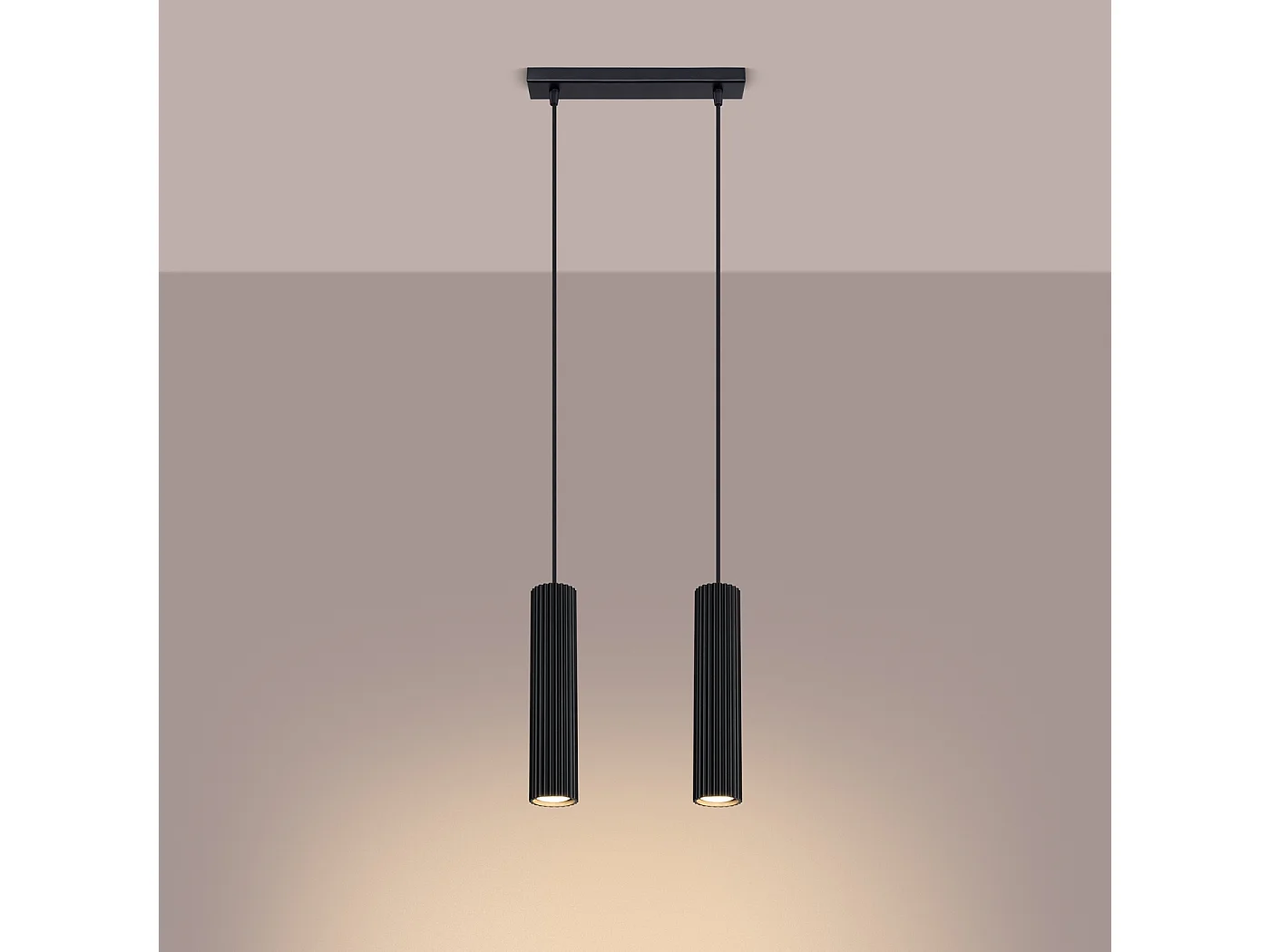 Lampe À Suspension Karbon Minimaliste En Aluminium - 2 Sources Lumineuses - L.30 X H.90 Cm - Noir