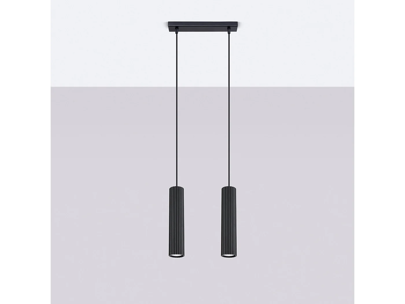 Lampe À Suspension Karbon Minimaliste En Aluminium - 2 Sources Lumineuses - L.30 X H.90 Cm - Noir