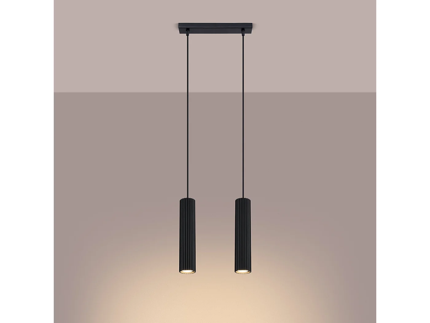 Lampe À Suspension Karbon Minimaliste En Aluminium - 2 Sources Lumineuses - L.30 X H.90 Cm - Noir