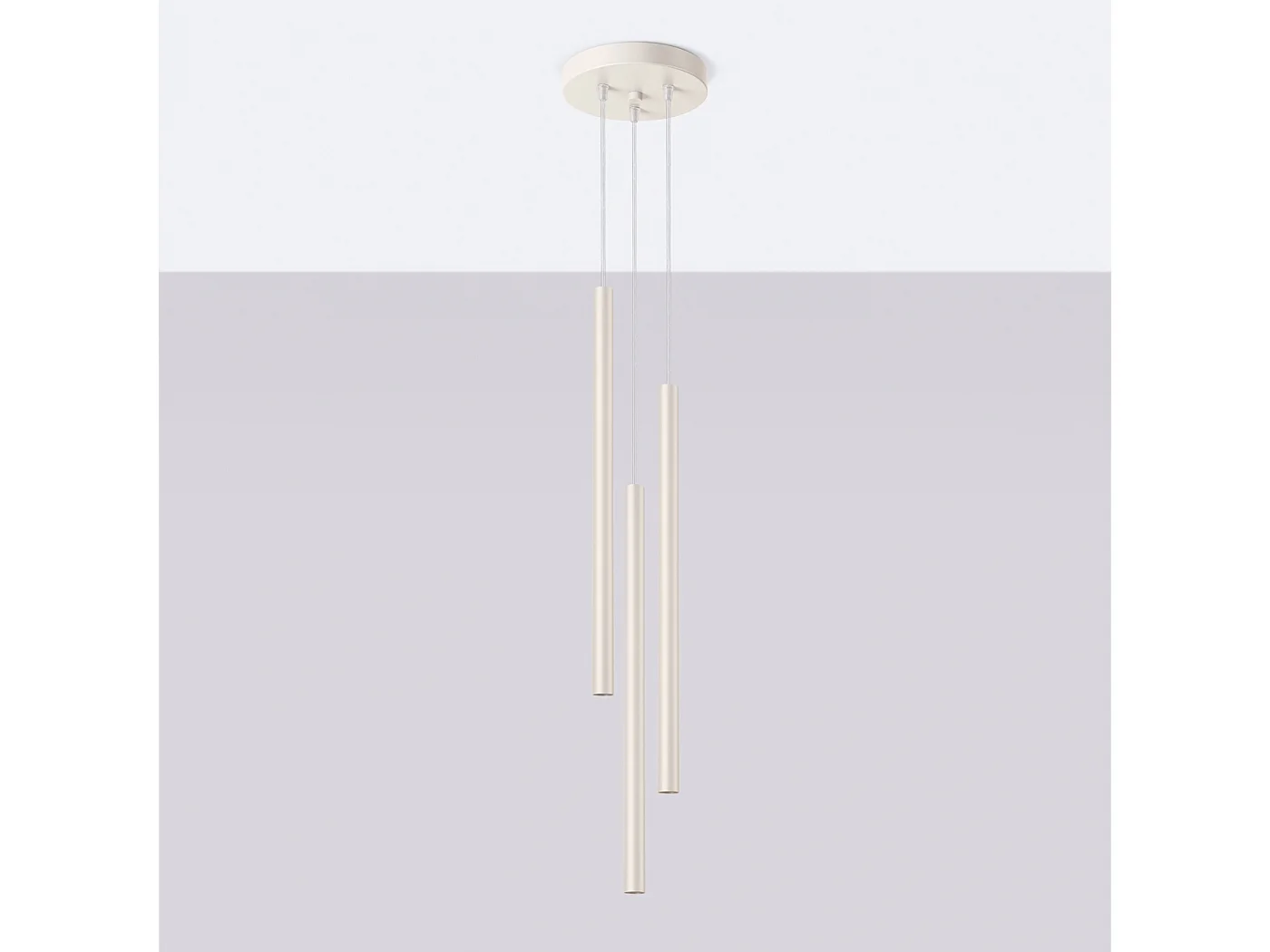 Luminária Pendente Pastelo Moderno, Aço - 3 Lichtbronnen - L.19.5 X H.104 Cm - Bege