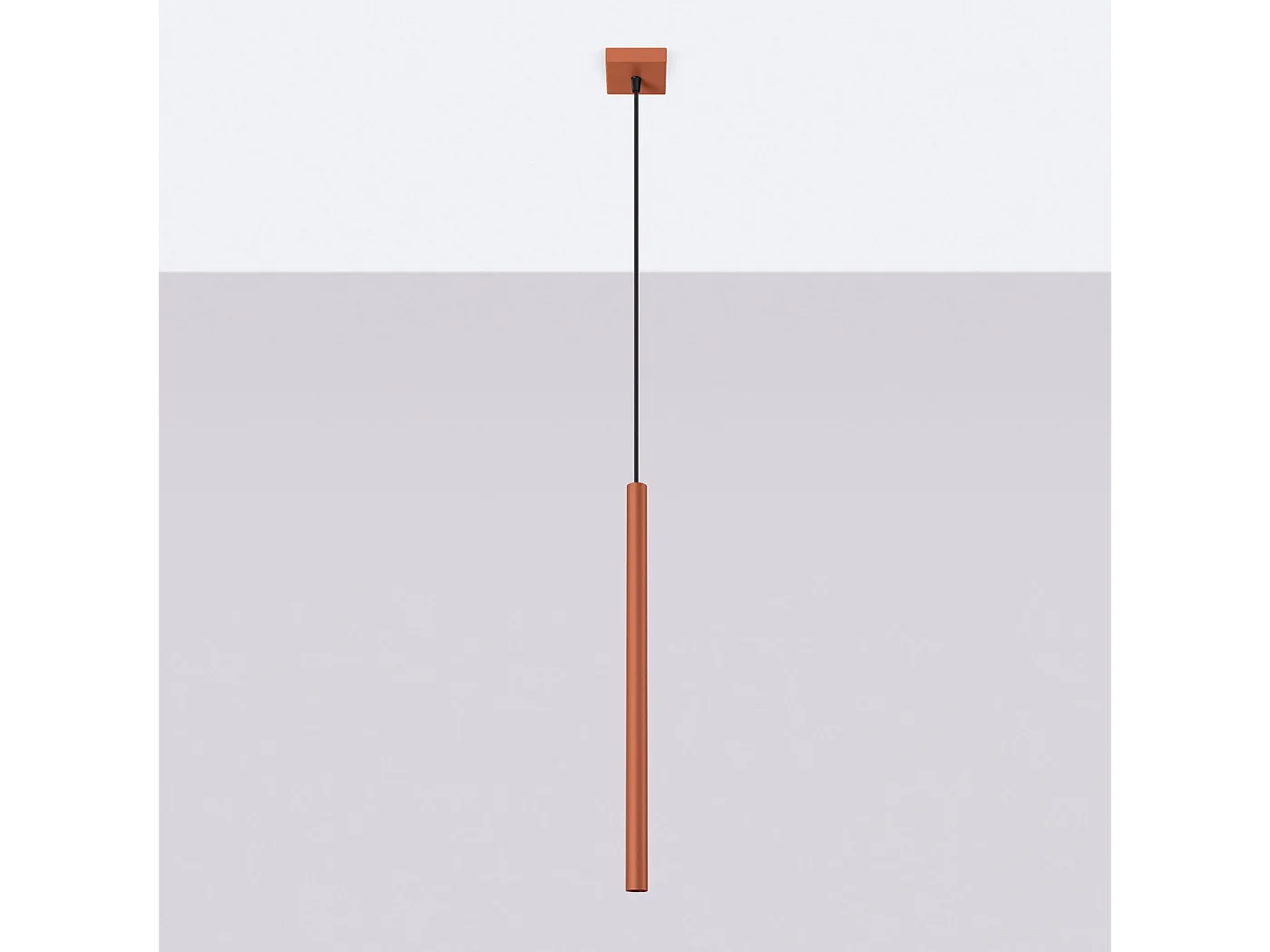 Lampe À Suspension Pastelo Moderne En Acier - 1 Sources Lumineuses - L.8 X H.114 Cm - Ocre Rouge