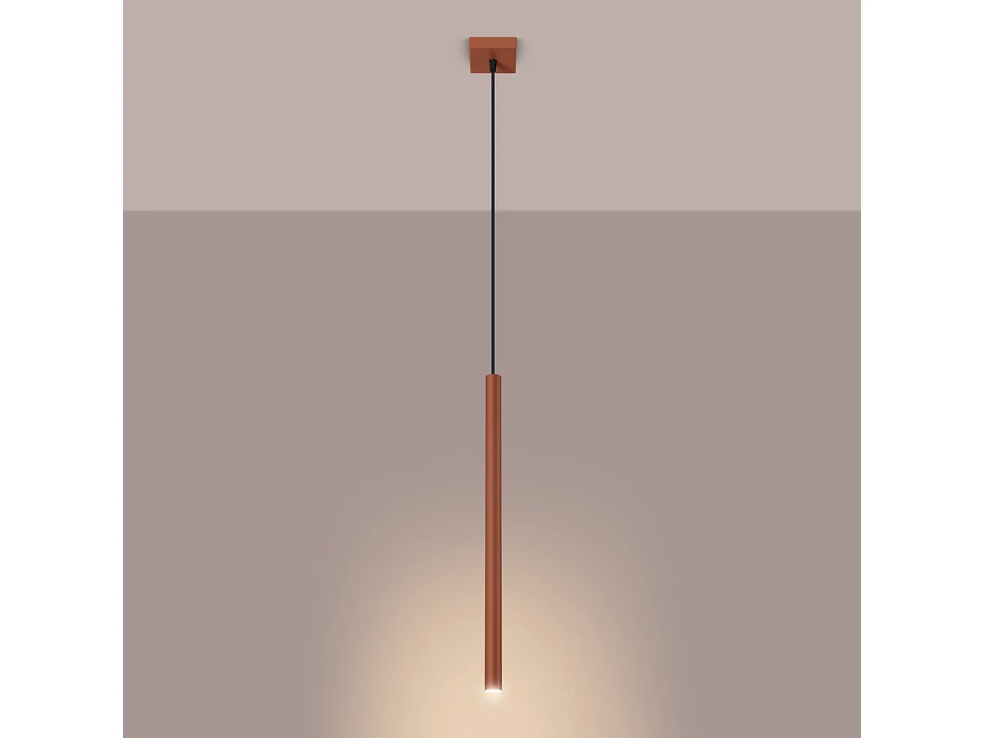 Lampe À Suspension Pastelo Moderne En Acier - 1 Sources Lumineuses - L.8 X H.114 Cm - Ocre Rouge