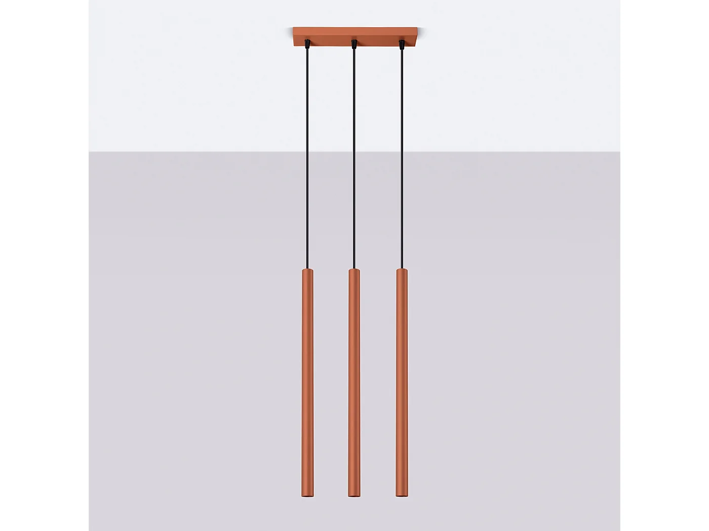 Hanglamp Pastelo Modern Van  - 3 Lichtbronnen - L.30 X H.94 Cm - Rode Oker