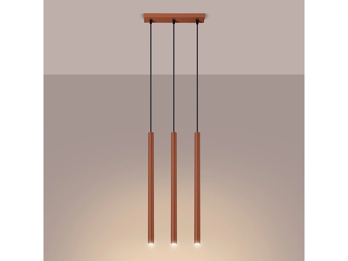 Hanglamp Pastelo Modern Van  - 3 Lichtbronnen - L.30 X H.94 Cm - Rode Oker