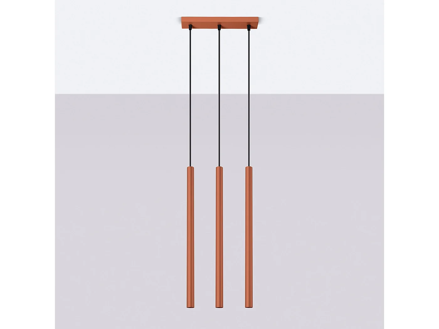 Lampe À Suspension Pastelo Moderne En Acier - 3 Sources Lumineuses - L.30 X H.94 Cm - Ocre Rouge