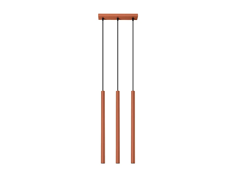Lampe À Suspension Pastelo Moderne En Acier - 3 Sources Lumineuses - L.30 X H.94 Cm - Ocre Rouge
