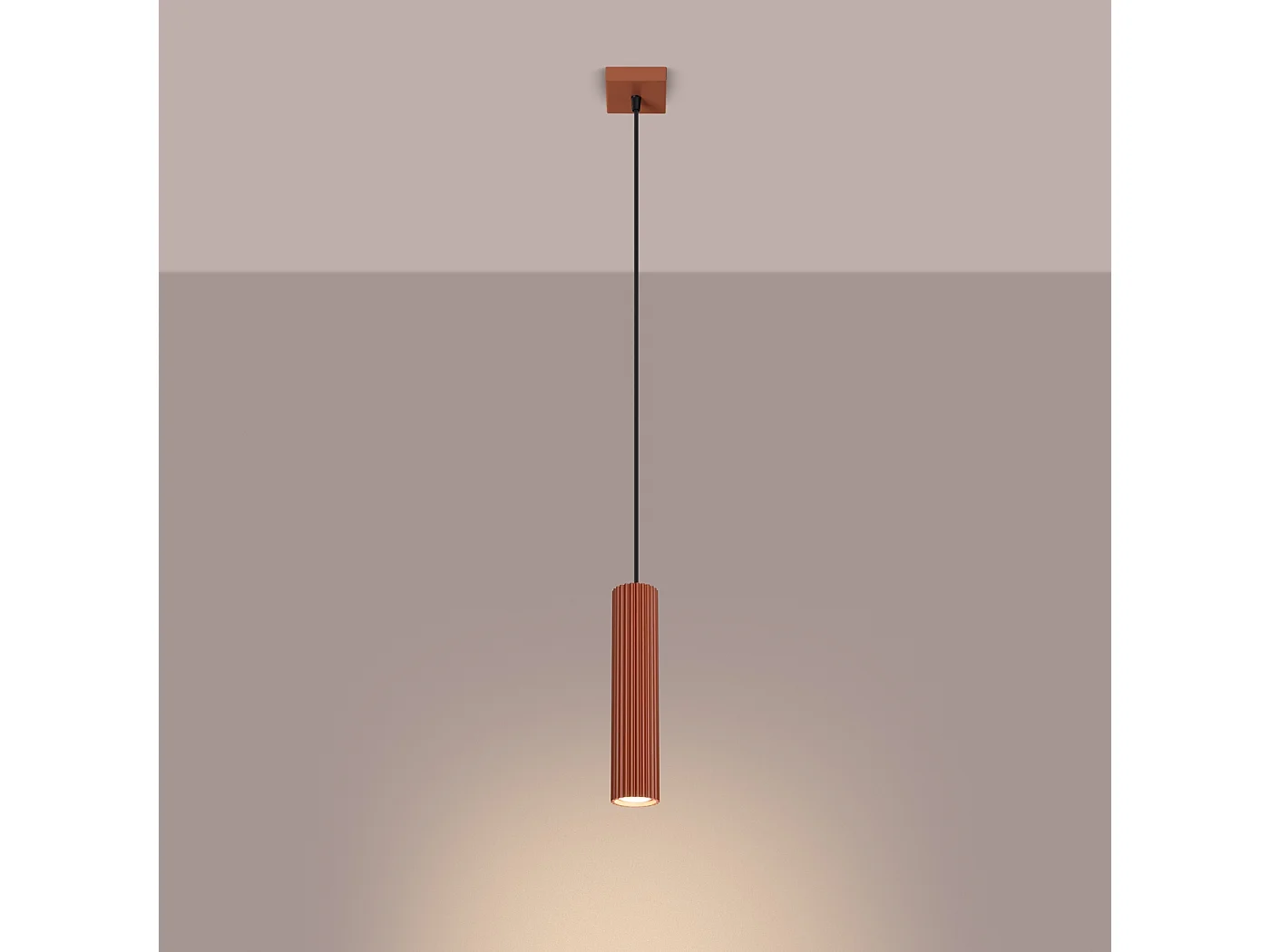 Lampe À Suspension Karbon Minimaliste En Aluminium - 1 Sources Lumineuses - L.8 X H.118 Cm - Ocre Rouge