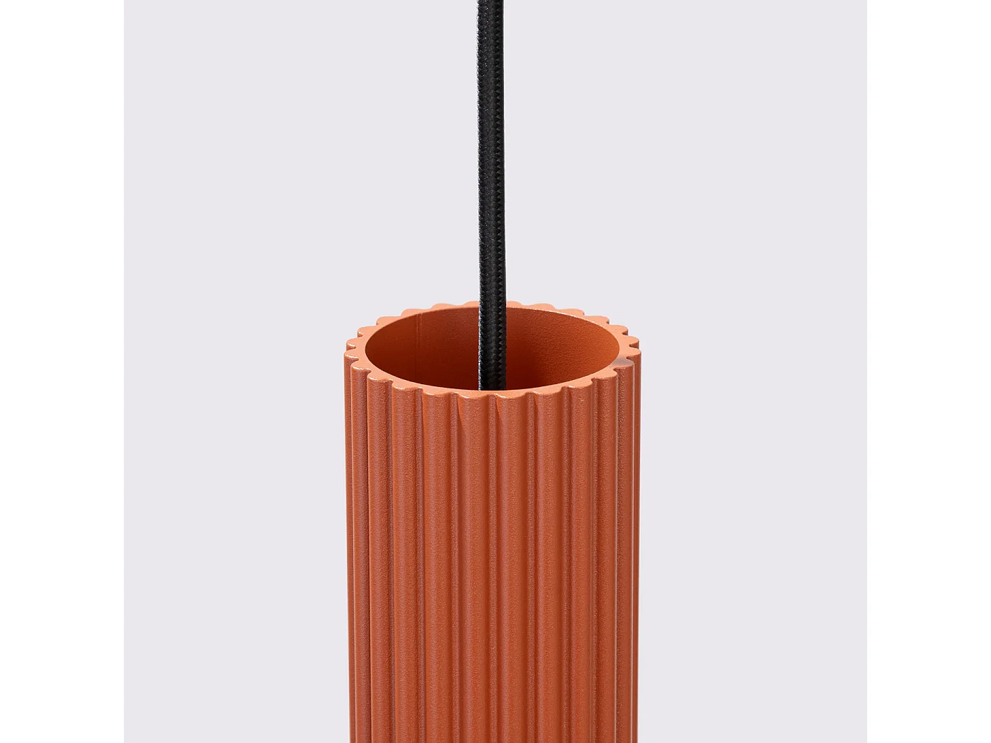 Lampe À Suspension Karbon Minimaliste En Aluminium - 1 Sources Lumineuses - L.8 X H.118 Cm - Ocre Rouge