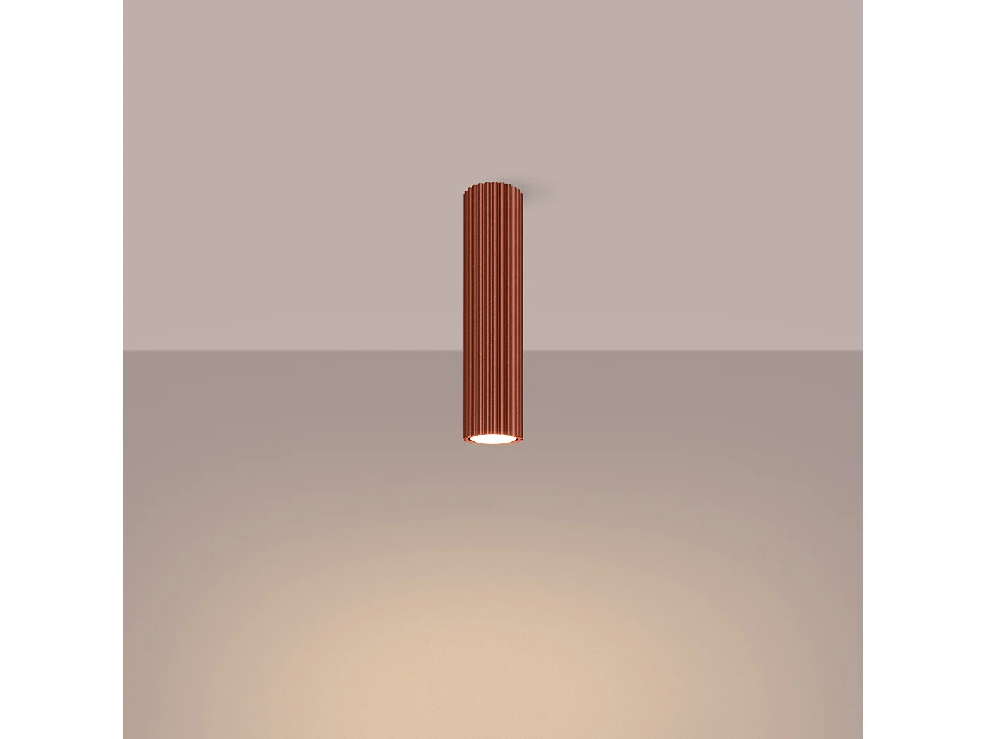 Deckenleuchte Karbon Minimalistisch Aus  Aluminium - 1 Lichtquellen - L.6,5 X H. Cm - Roter Ocker