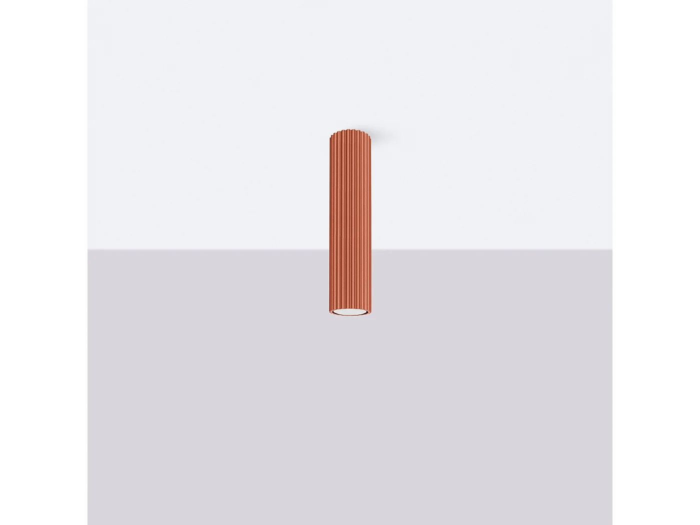 Plafonnier Karbon Minimaliste En Aluminium - 1 Sources Lumineuses - L.6,5 X H.30 Cm - Ocre Rouge