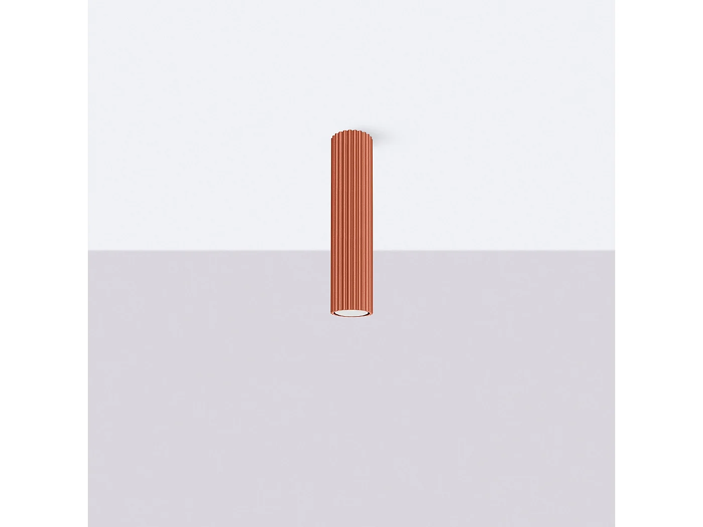 Plafonnier Karbon Minimaliste En Aluminium - 1 Sources Lumineuses - L.6,5 X H.30 Cm - Ocre Rouge