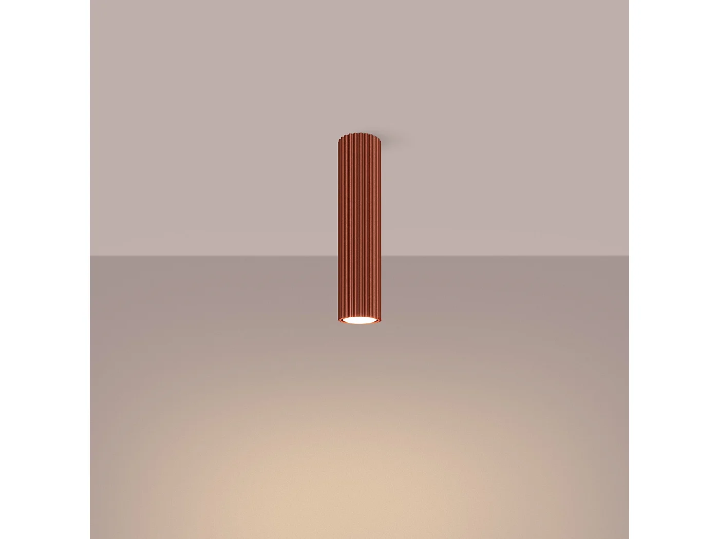 Plafonnier Karbon Minimaliste En Aluminium - 1 Sources Lumineuses - L.6,5 X H.30 Cm - Ocre Rouge