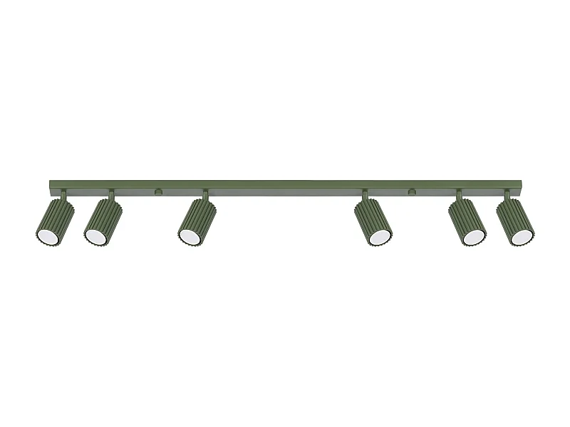 Plafonnier Karbon Minimaliste En Aluminium - 6 Sources Lumineuses - L.117 X H.16,5 Cm - Vert Olive